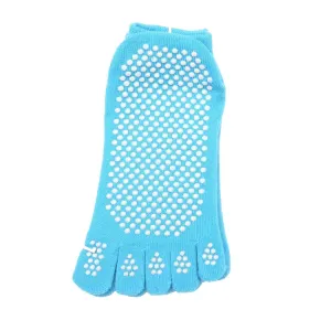 1 Pair Four Seasons Cotton Five-Toed Yoga Socks Silicone Non-Slip Five-Toed Socks(Blue)