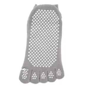 1 Pair Four Seasons Cotton Five-Toed Yoga Socks Silicone Non-Slip Five-Toed Socks(Grey)