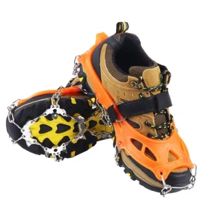 24 Teeth Outdoor Snow Anti-slip Ice Claws 201 Stainless Steel Anti-slip Shoe Cover, Size: L(Orange)