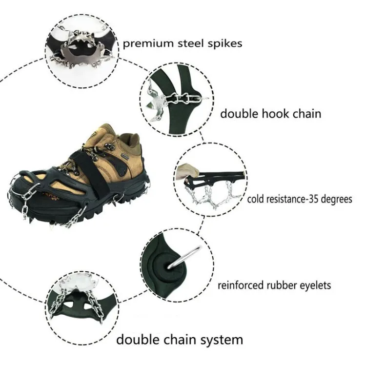 24 Teeth Outdoor Snow Anti-slip Ice Claws 201 Stainless Steel Anti-slip Shoe Cover, Size: XL(Orange)