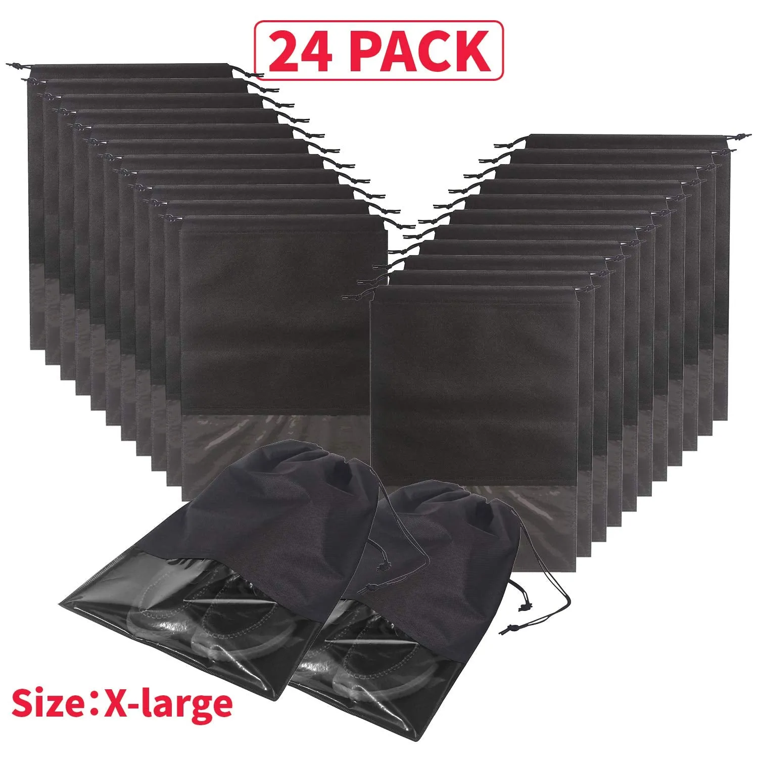 24PCS Travel shoe bags non-woven with rope for men and women large shoes storage packing pouch organizers