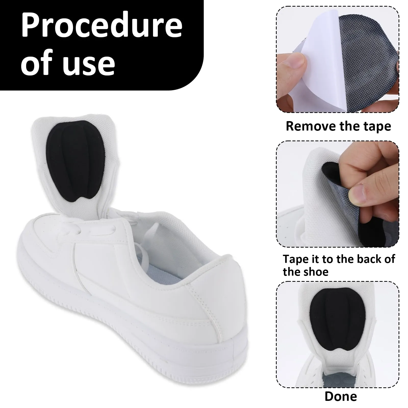 3 pairs of shoe fillers, tongue pad shoes, tab pad shoe tongue large, tongue pads for shoes that are too big, non-slip tongue cushion insert, invisible forefoot cushion mat