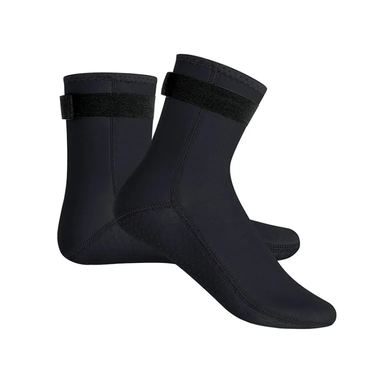 3mm Waterproof Long Beach Diving Socks Warm Non-slip Snorkeling Socks, Size: M(Black)