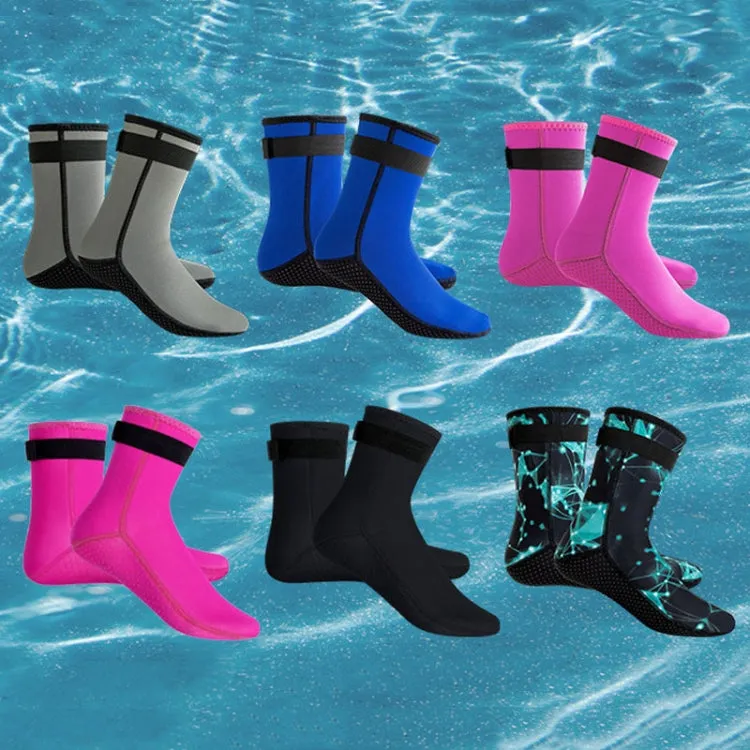 3mm Waterproof Long Beach Diving Socks Warm Non-slip Snorkeling Socks, Size: M(Black)