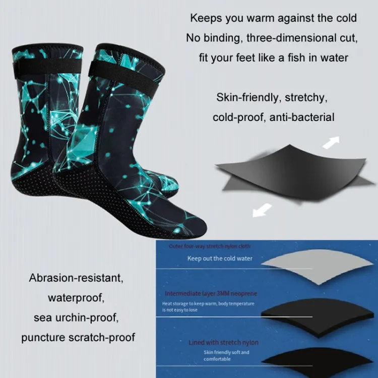 3mm Waterproof Long Beach Diving Socks Warm Non-slip Snorkeling Socks, Size: M(Black)