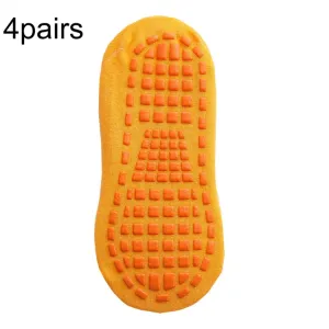 4pairs Trampoline Socks Dotted Rubber Non-slip Floor Socks Yoga Socks, Size: Adult 35-43 Yards(Orange)