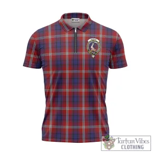 Ainslie Tartan Zipper Polo Shirt with Family Crest