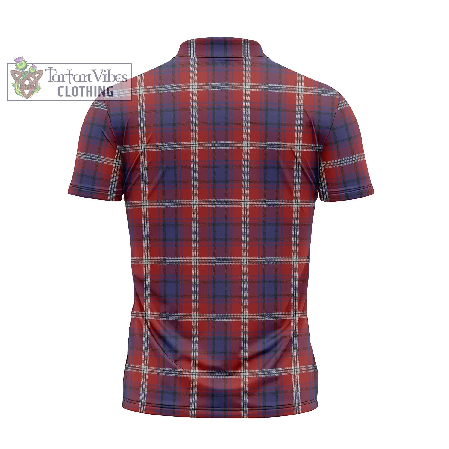 Ainslie Tartan Zipper Polo Shirt with Family Crest