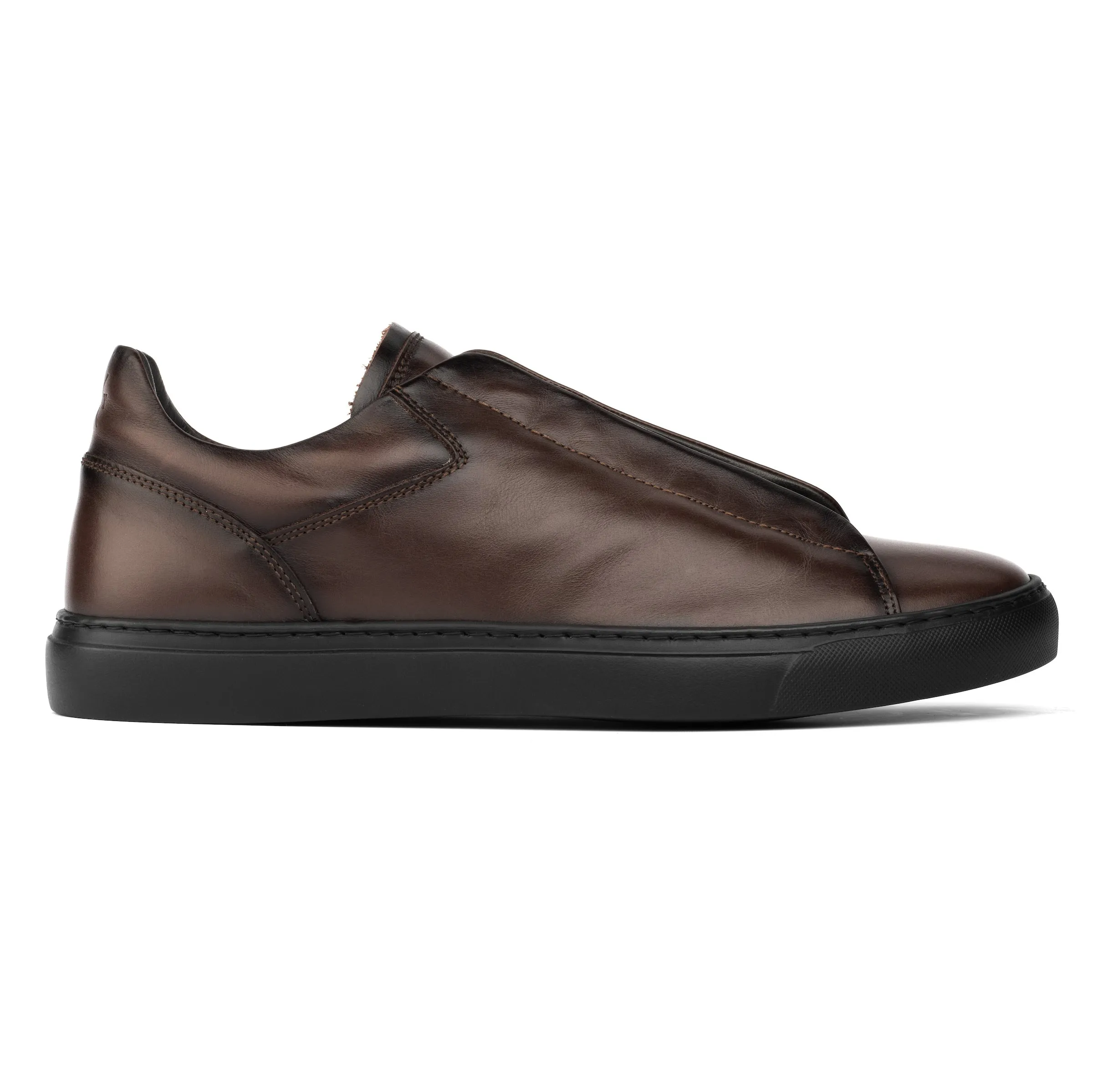 Ainsworth Dark Brown/Black Sole Elastic Slip on Sneaker