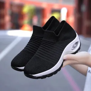 Air Cushioned Breathable Knit Mesh Slip-On Sneakers