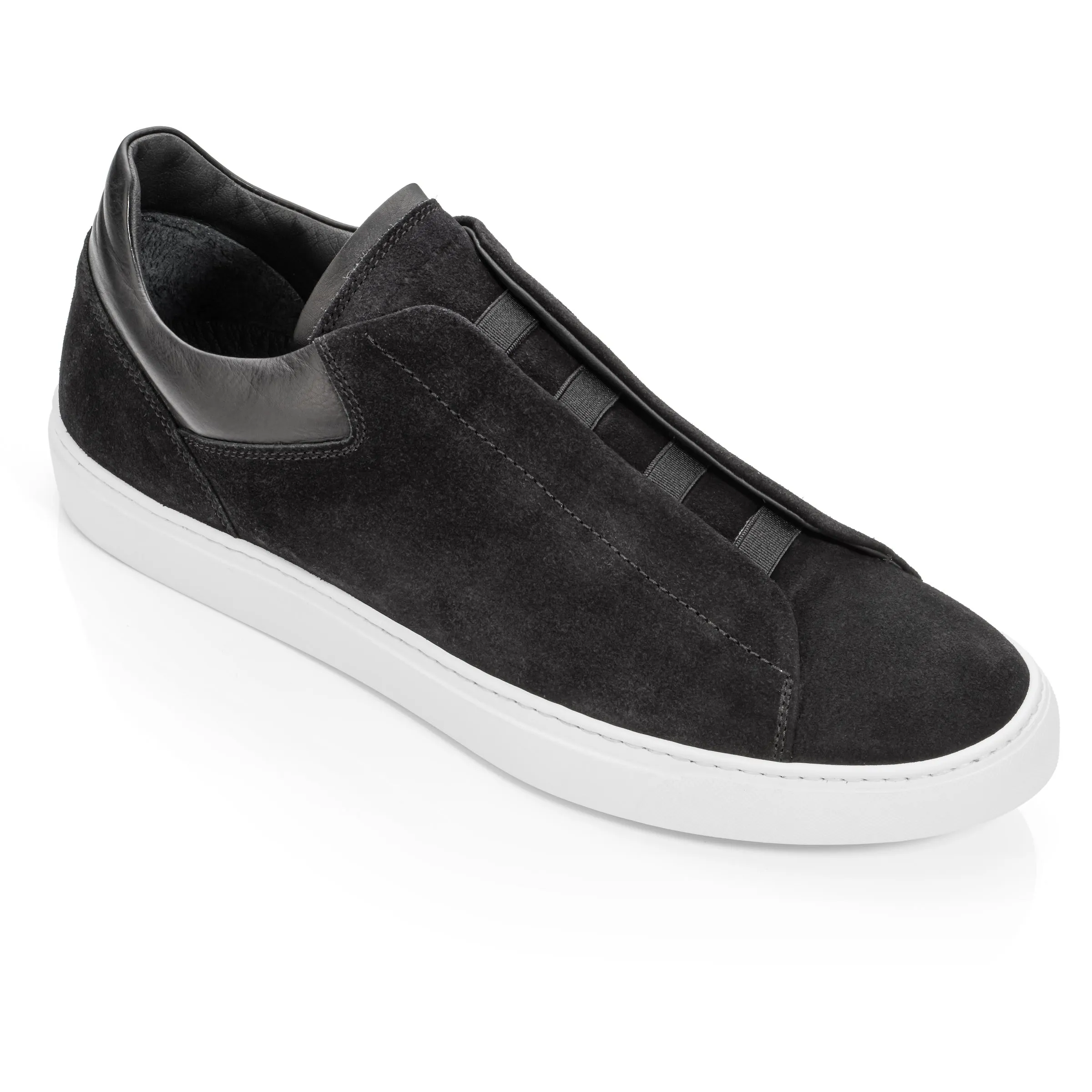 Alberta Black Suede Elastic Slip on Sneaker