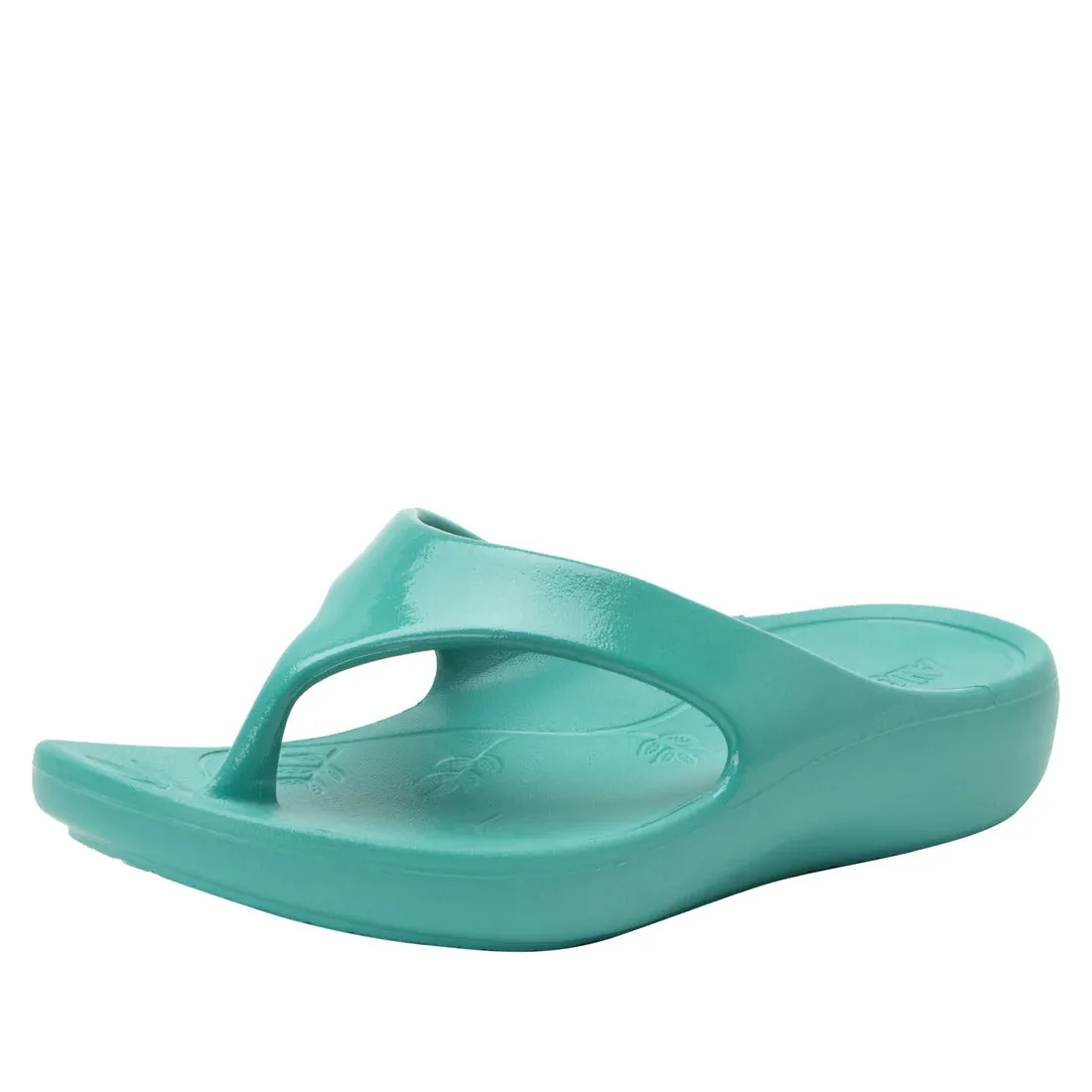 Alegria Womens Ode Flip Flop Thongs Summer Slip On - Aqua Gloss