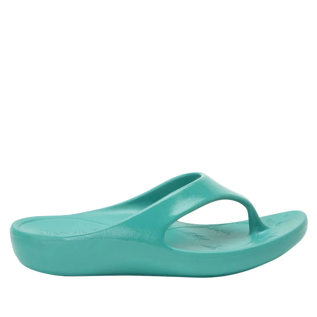 Alegria Womens Ode Flip Flop Thongs Summer Slip On - Aqua Gloss