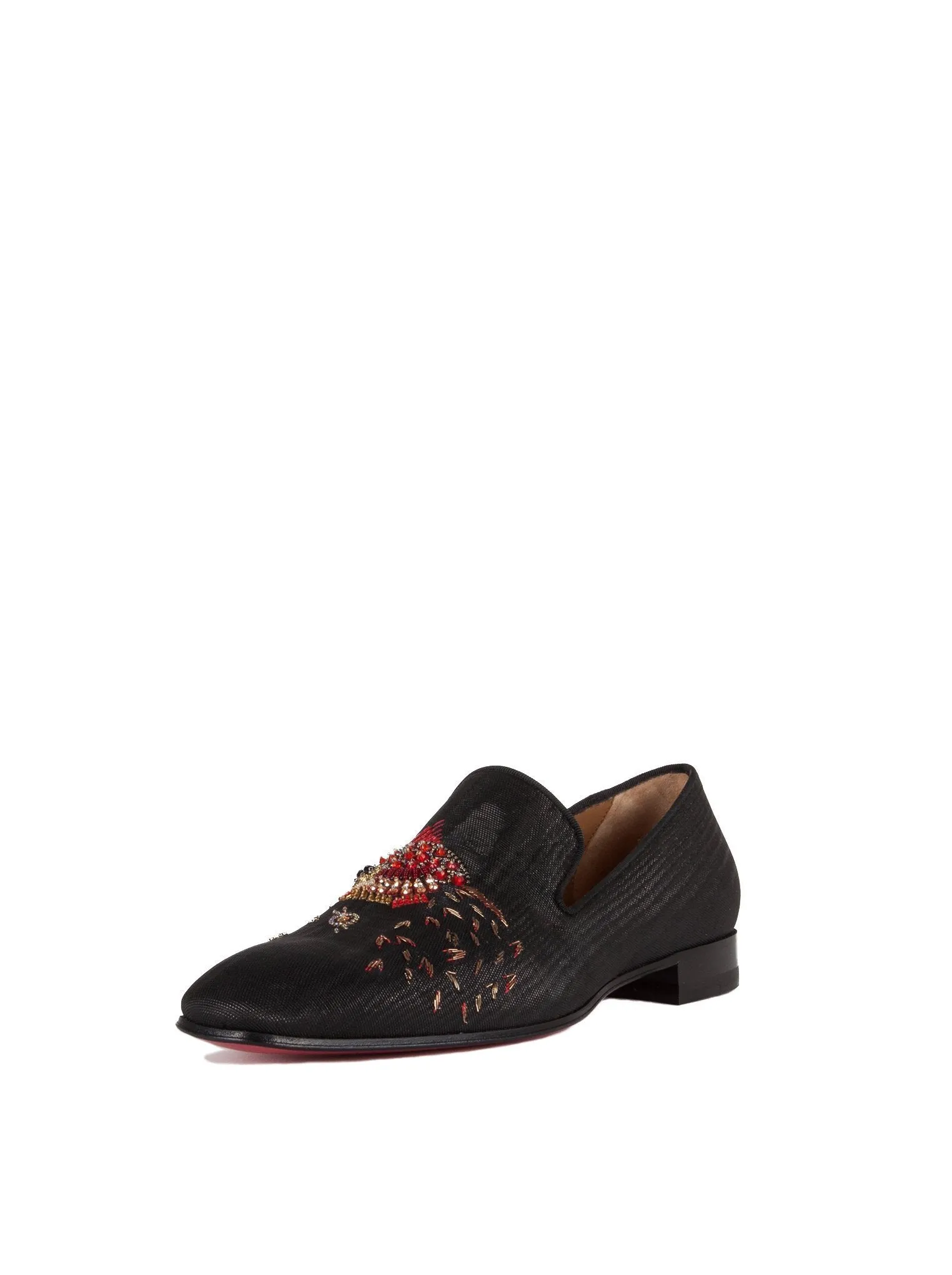 Aquatic Flat Silk Moire Venetian Loafers - Black