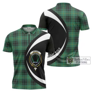 Arthur Ancient Tartan Zipper Polo Shirt with Family Crest Circle Style