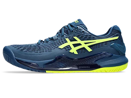 Asics Gel-Resolution 9 (Wide) Mako Blue/Safety Yellow Men's tennis shoes