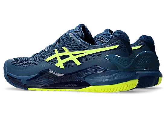 Asics Gel-Resolution 9 (Wide) Mako Blue/Safety Yellow Men's tennis shoes