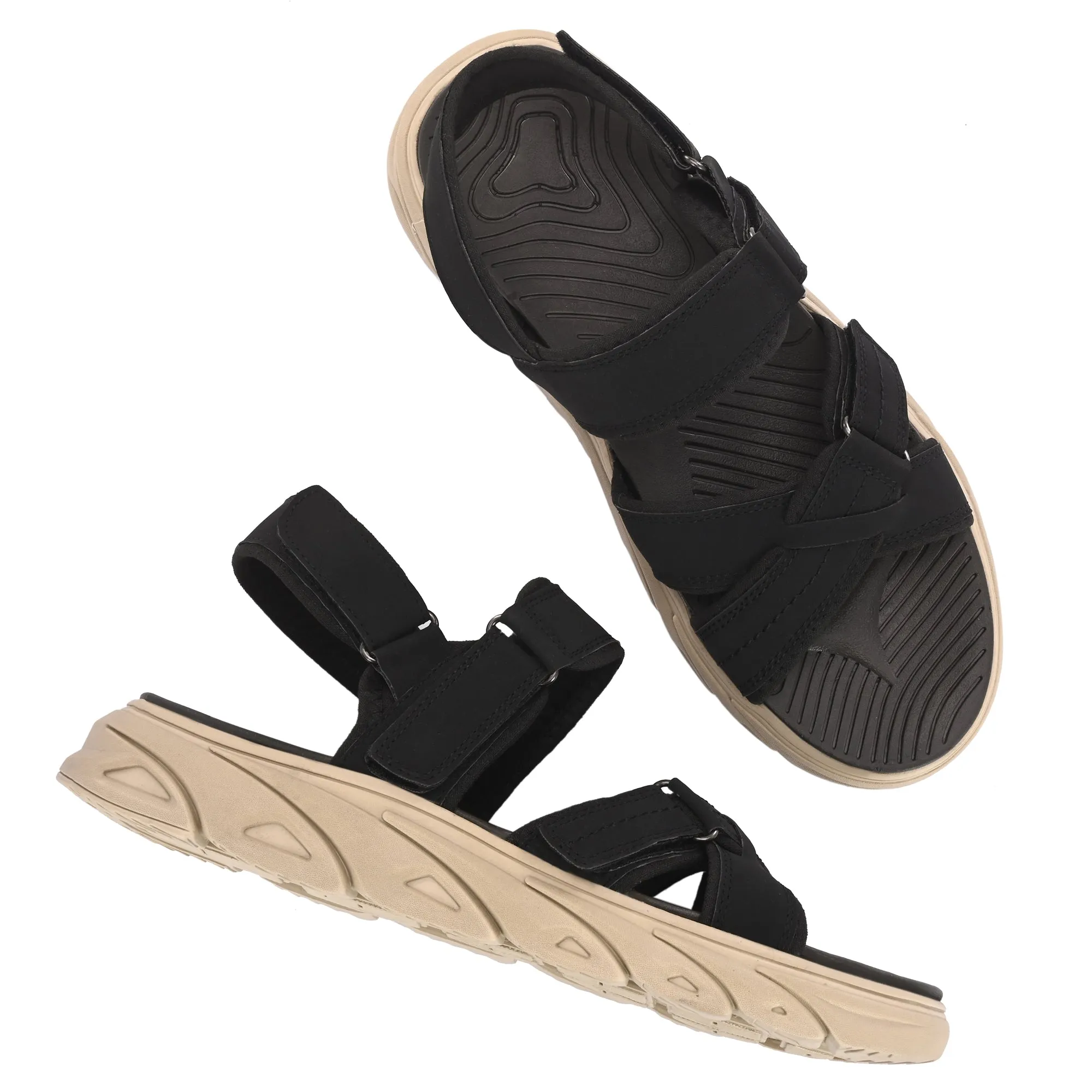 Attitudist Unisex Handcrafted Black Sports Sandal