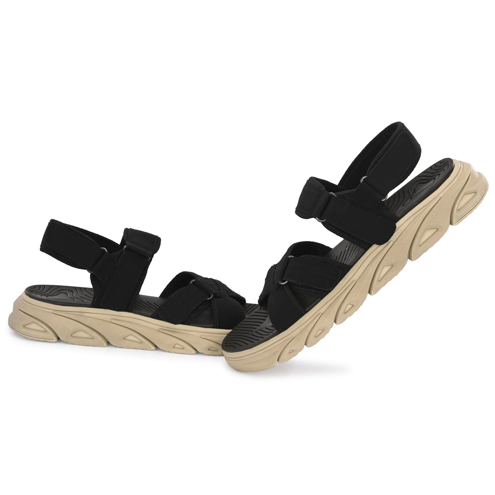 Attitudist Unisex Handcrafted Black Sports Sandal