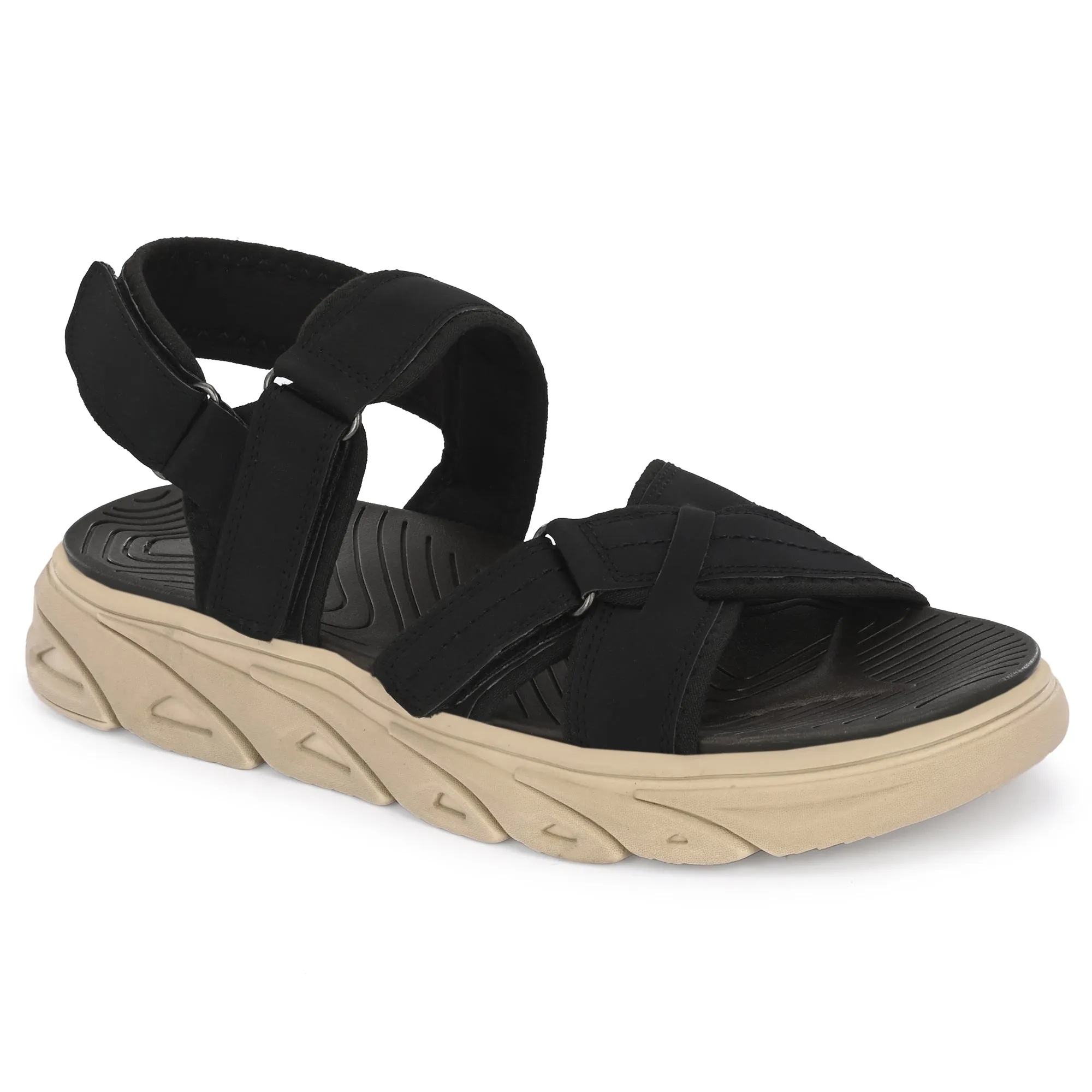 Attitudist Unisex Handcrafted Black Sports Sandal