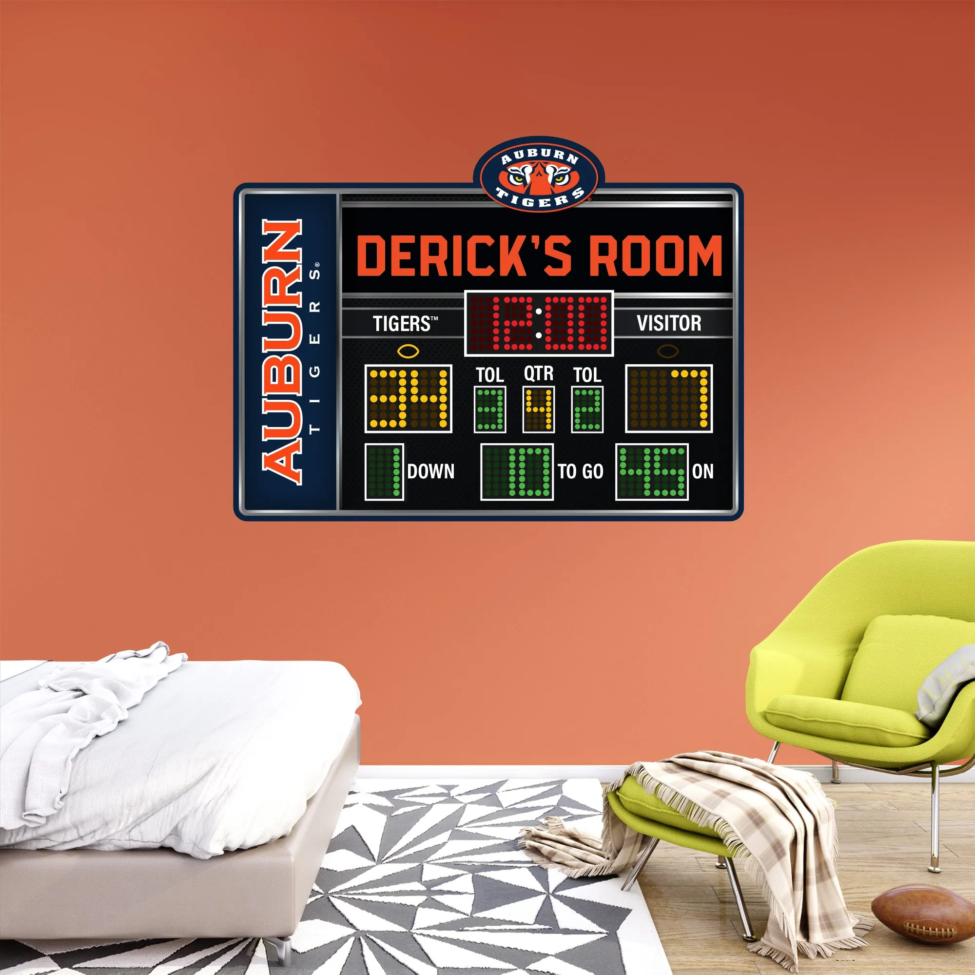 Auburn Tigers:   Football Scoreboard Personalized Name        - Officially Licensed NCAA Removable     Adhesive Decal