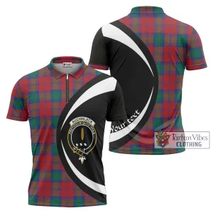 Auchinleck (Affleck) Tartan Zipper Polo Shirt with Family Crest Circle Style