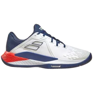 Babolat Men's Propulse Fury 3 Tennis Shoes White and Estate Blue