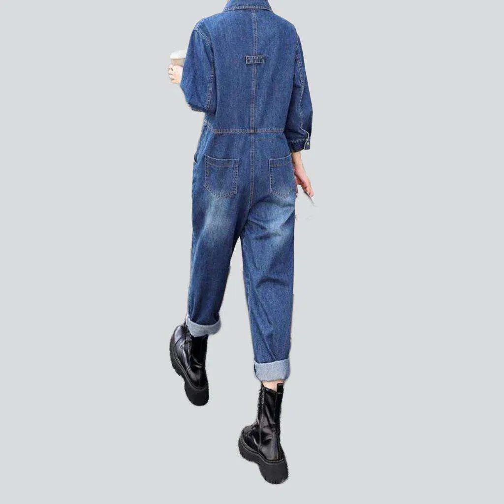 Baggy women's denim jumpsuit