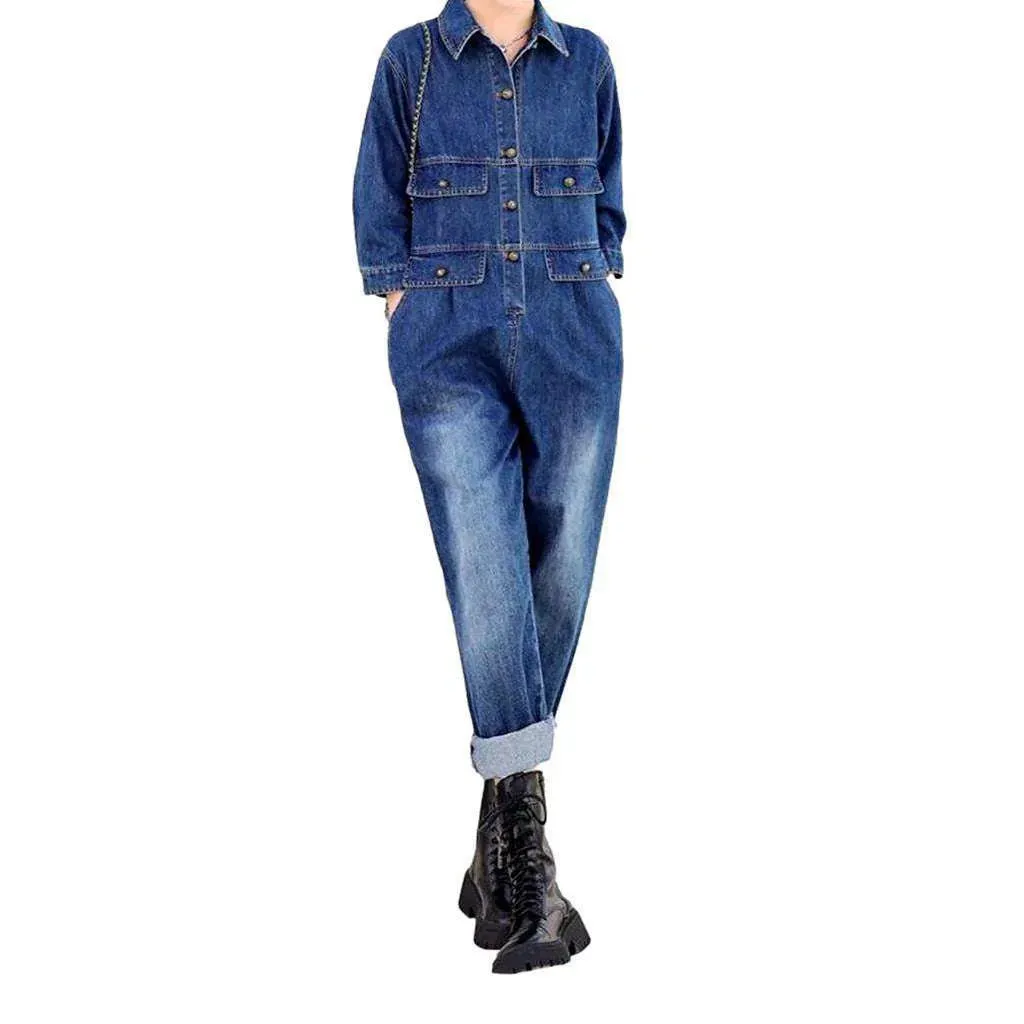 Baggy women's denim jumpsuit