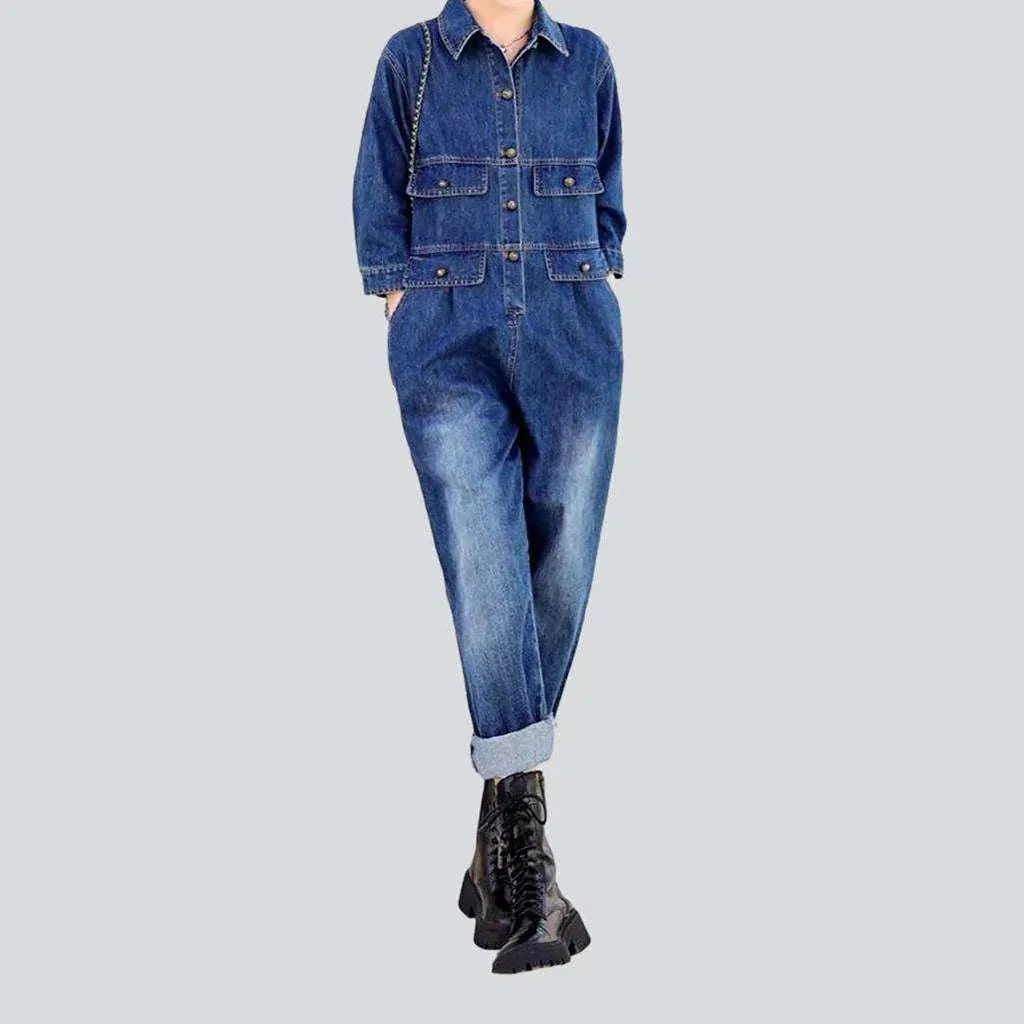 Baggy women's denim jumpsuit