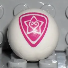 Ball, Sports Soccer with 2 Magenta Outlined Heart and Star Pattern