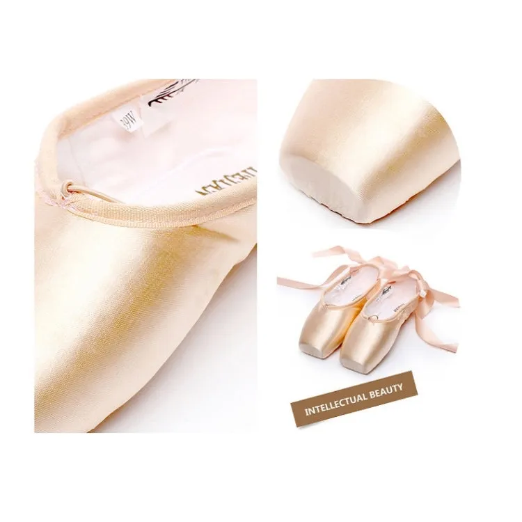 Ballet Lace Pointe Shoes Professional Flat Dance Shoes, Size: 35(Satin   Silicone Case)