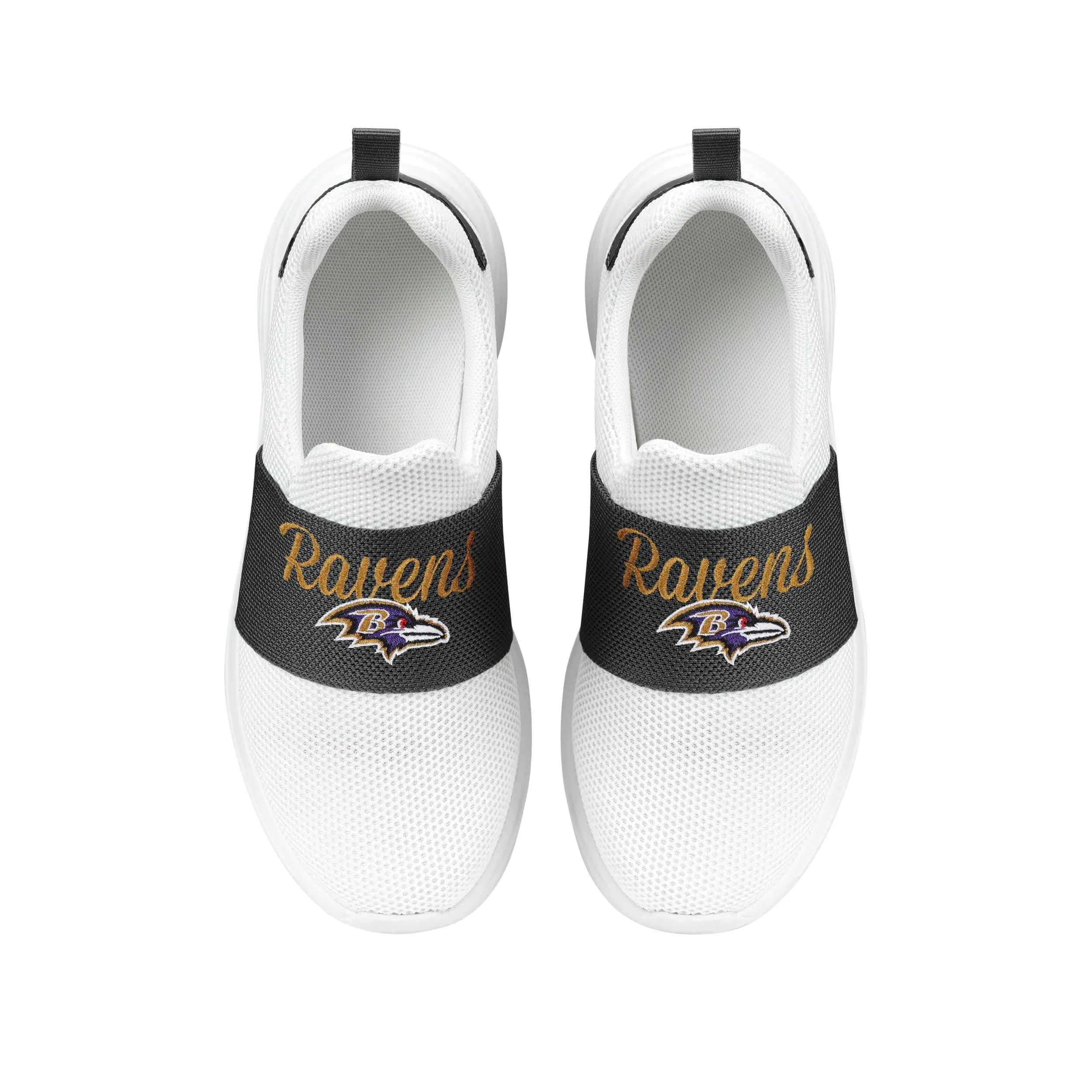 Baltimore Ravens NFL Womens Script Wordmark White Slip On Sneakers