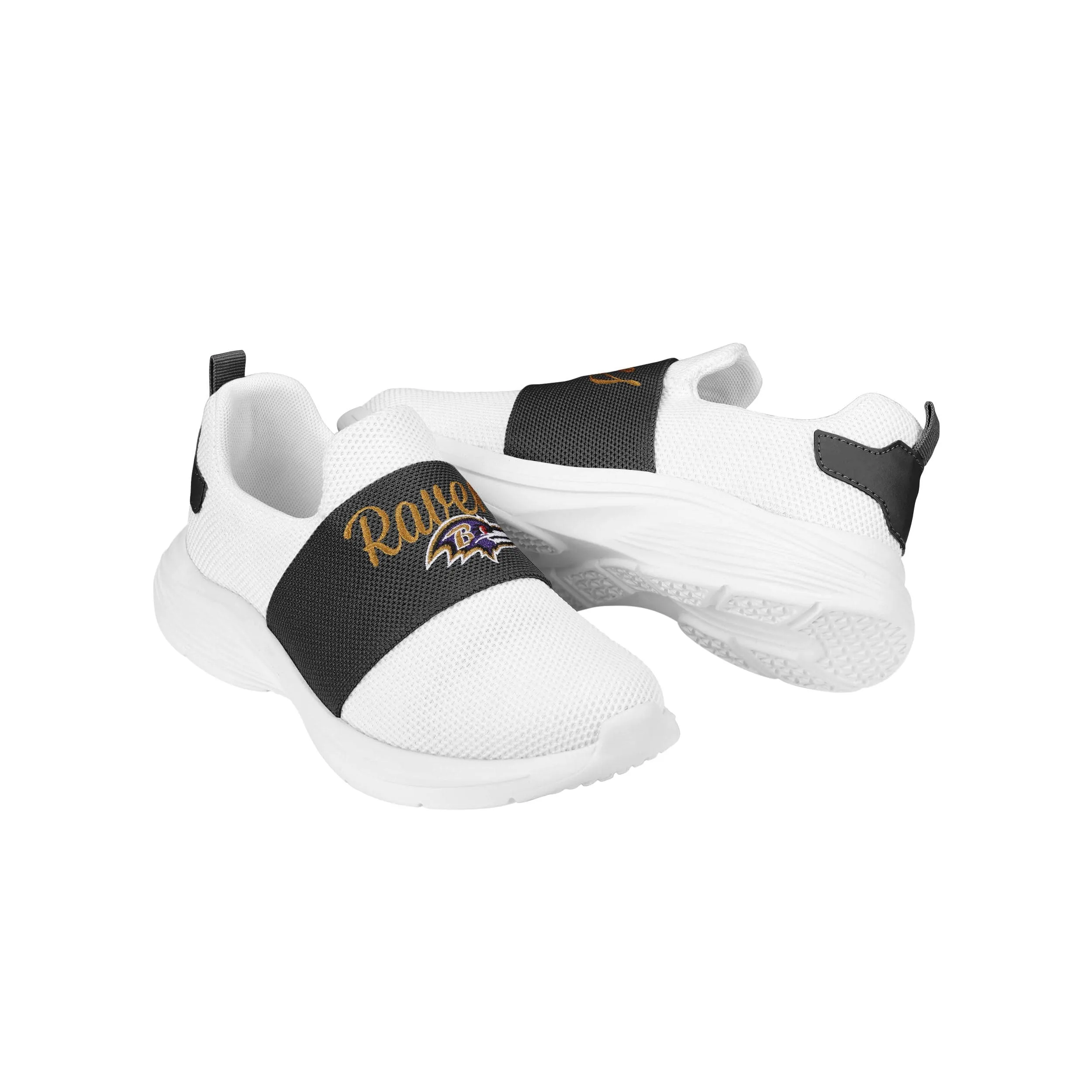 Baltimore Ravens NFL Womens Script Wordmark White Slip On Sneakers