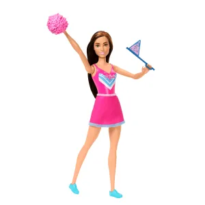 Barbie Cheerleader Fashion Doll in Cheerleader Uniform, Includes Pom Pom, Flag, And Puppy Mascot