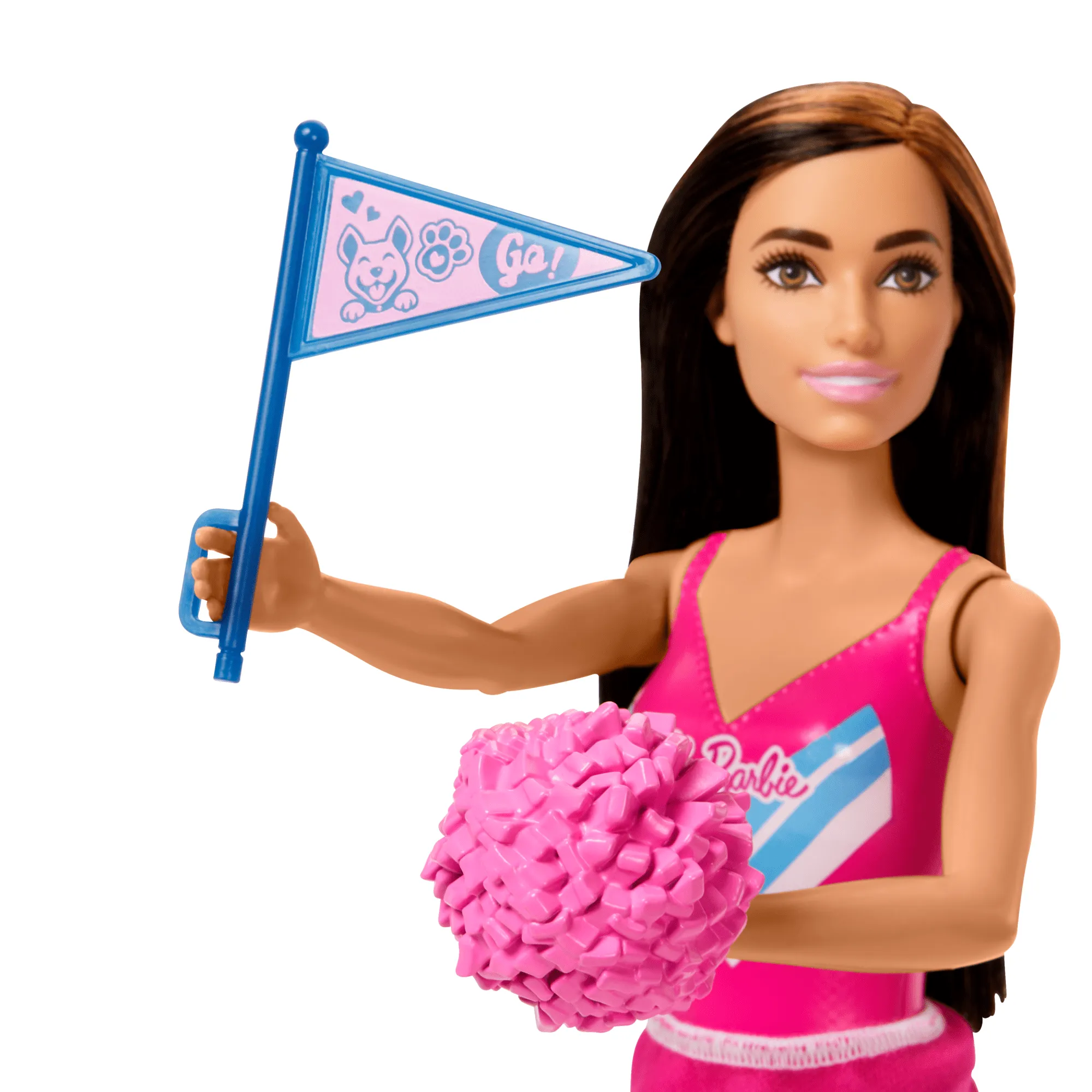 Barbie Cheerleader Fashion Doll in Cheerleader Uniform, Includes Pom Pom, Flag, And Puppy Mascot