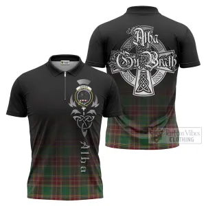 Baxter Tartan Zipper Polo Shirt Featuring Alba Gu Brath Family Crest Celtic Inspired