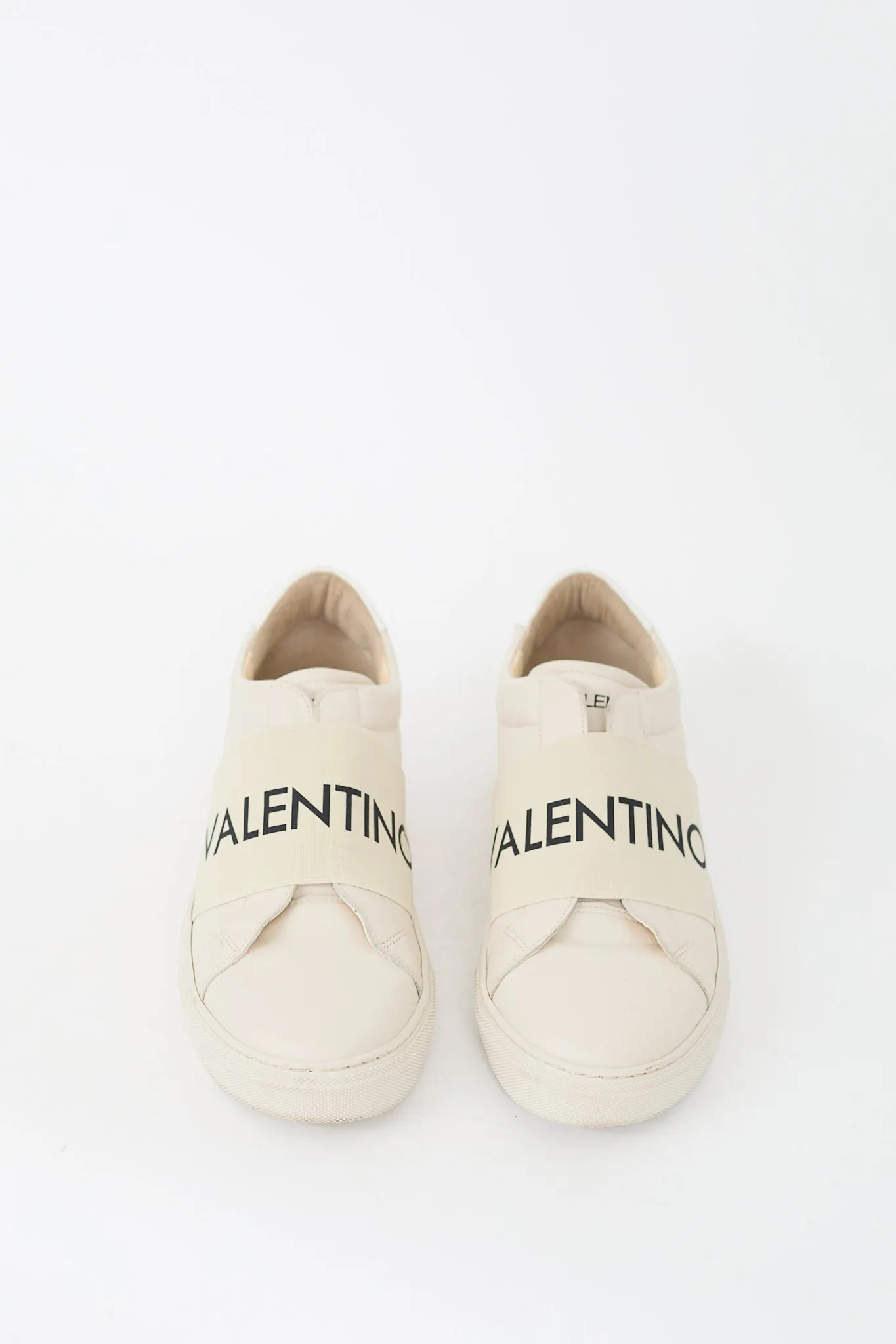 Beige Leather Logo Maya Sneaker