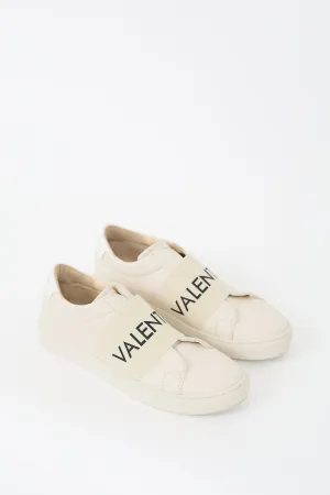 Beige Leather Logo Maya Sneaker