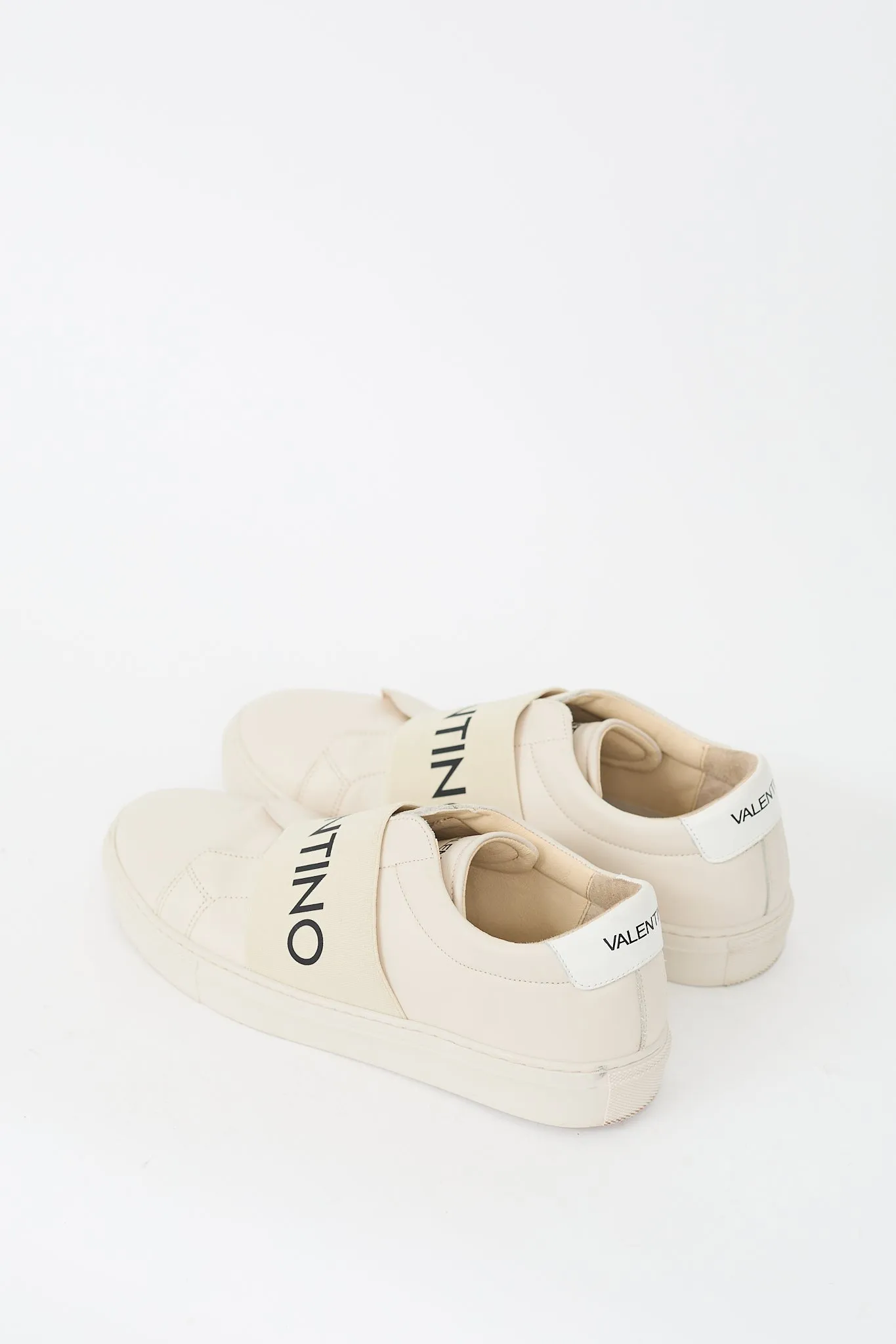 Beige Leather Logo Maya Sneaker