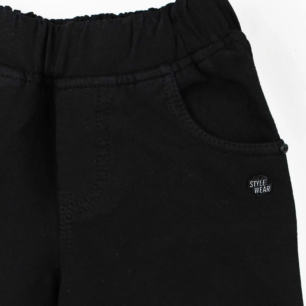 Black Elasticated Demin Shorts