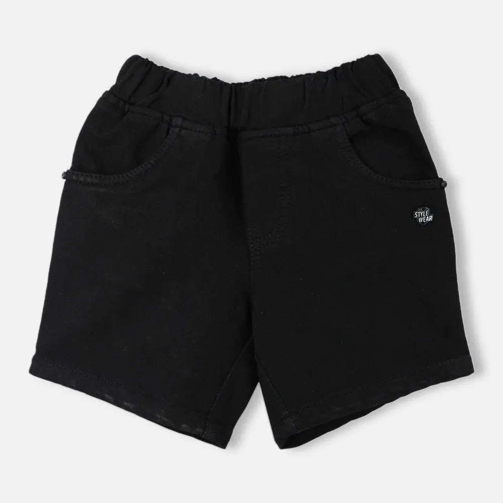 Black Elasticated Demin Shorts