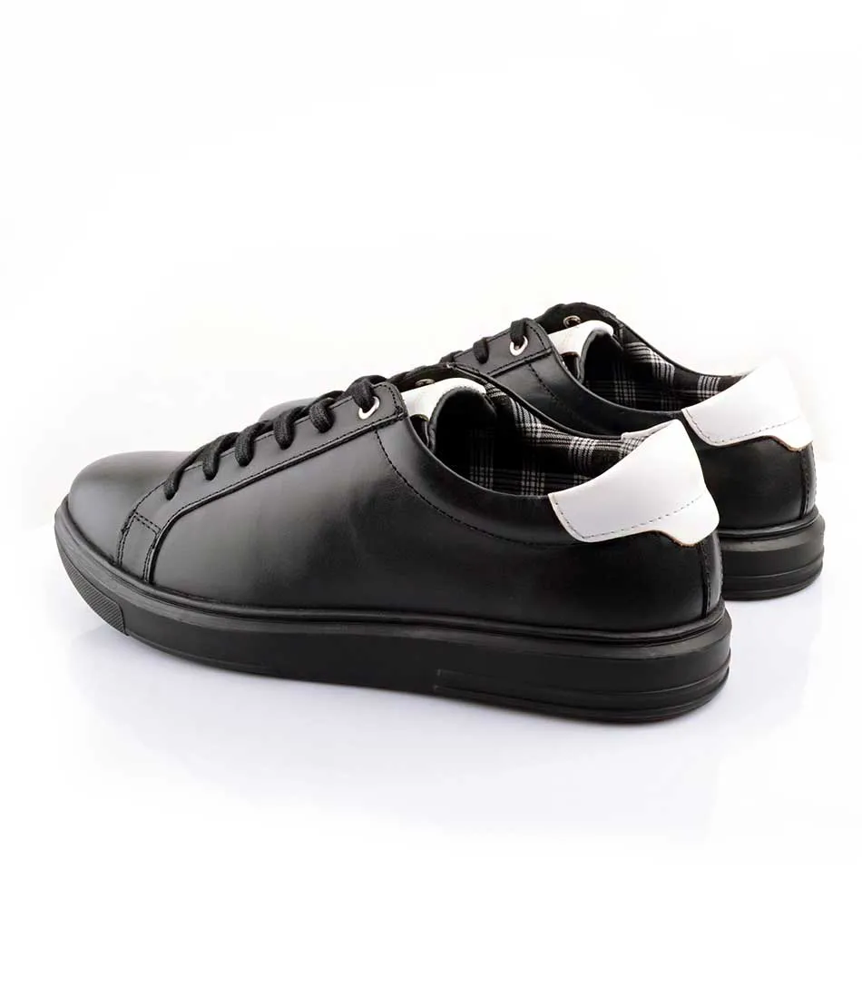 Black Leather Low-top Sneakers