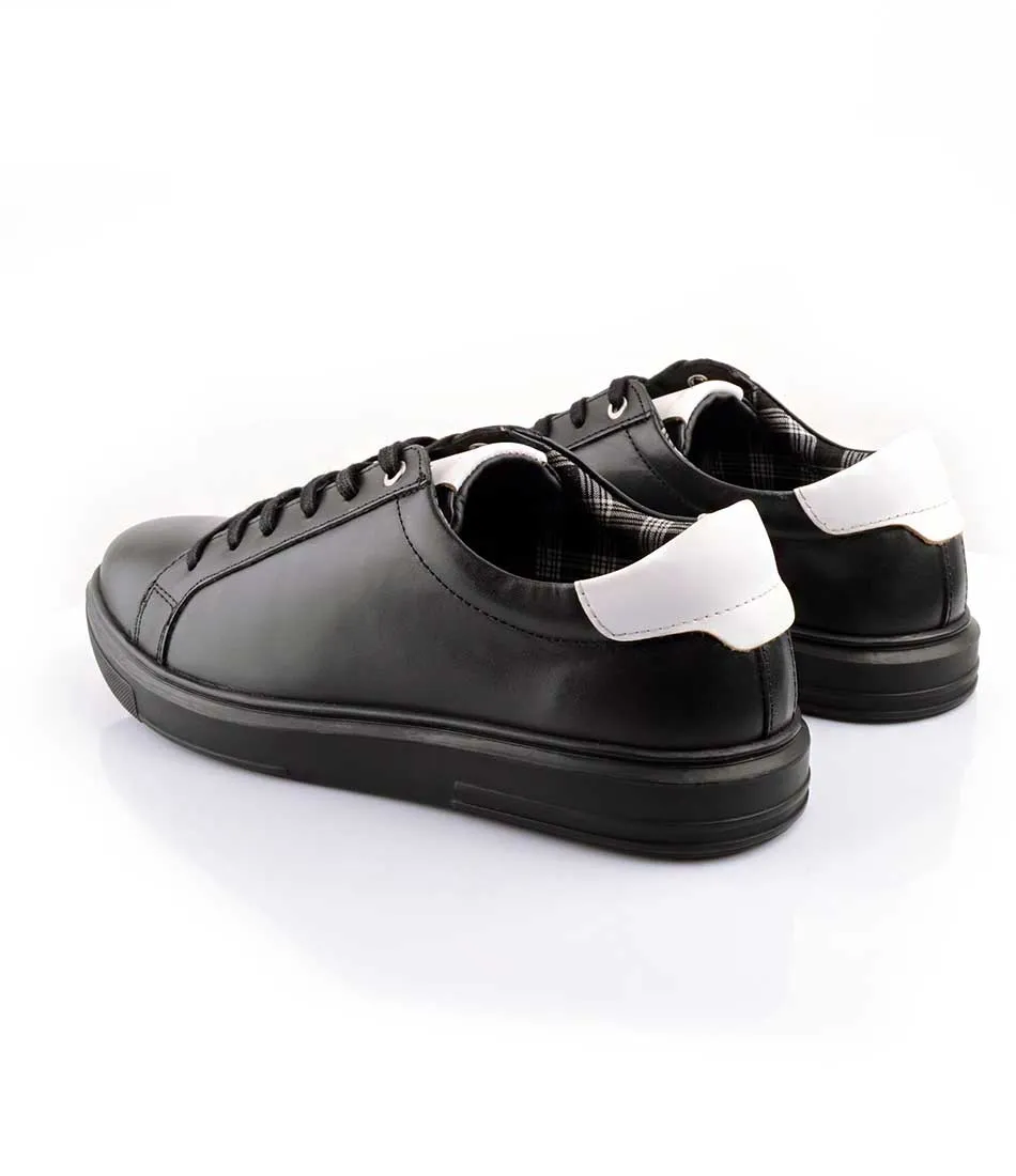 Black Leather Low-top Sneakers