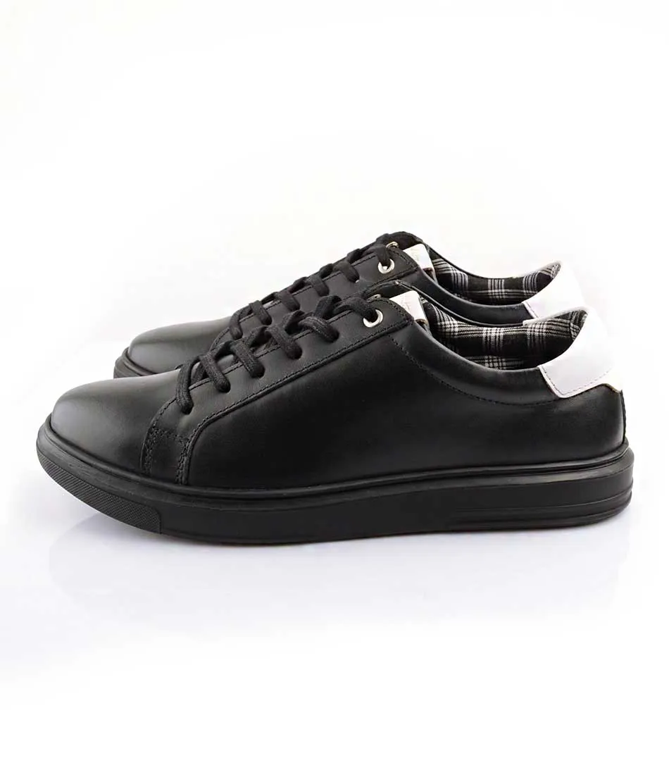 Black Leather Low-top Sneakers