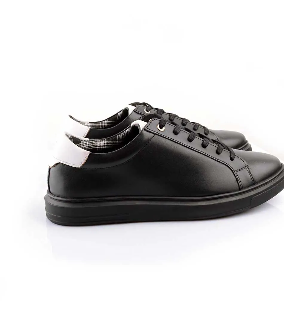 Black Leather Low-top Sneakers