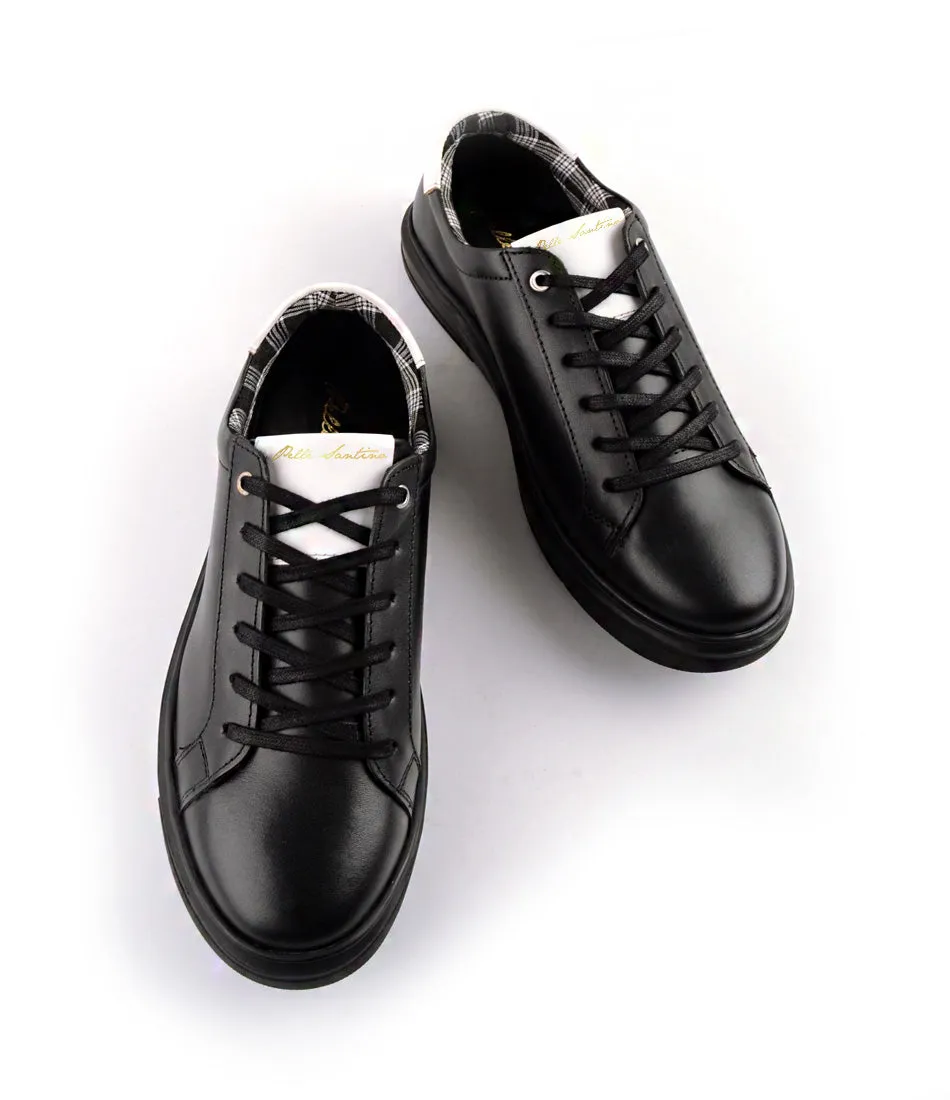 Black Leather Low-top Sneakers