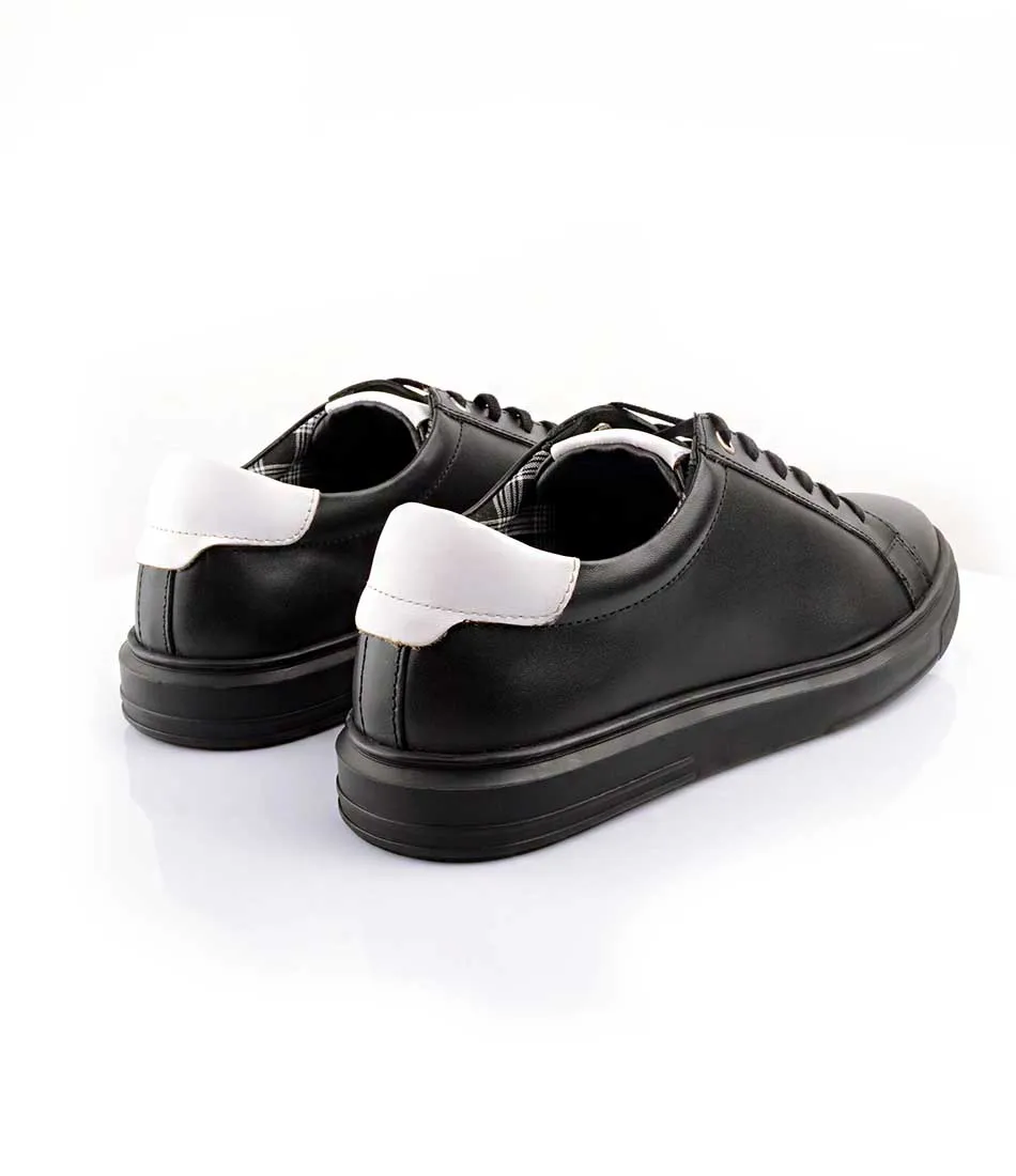 Black Leather Low-top Sneakers