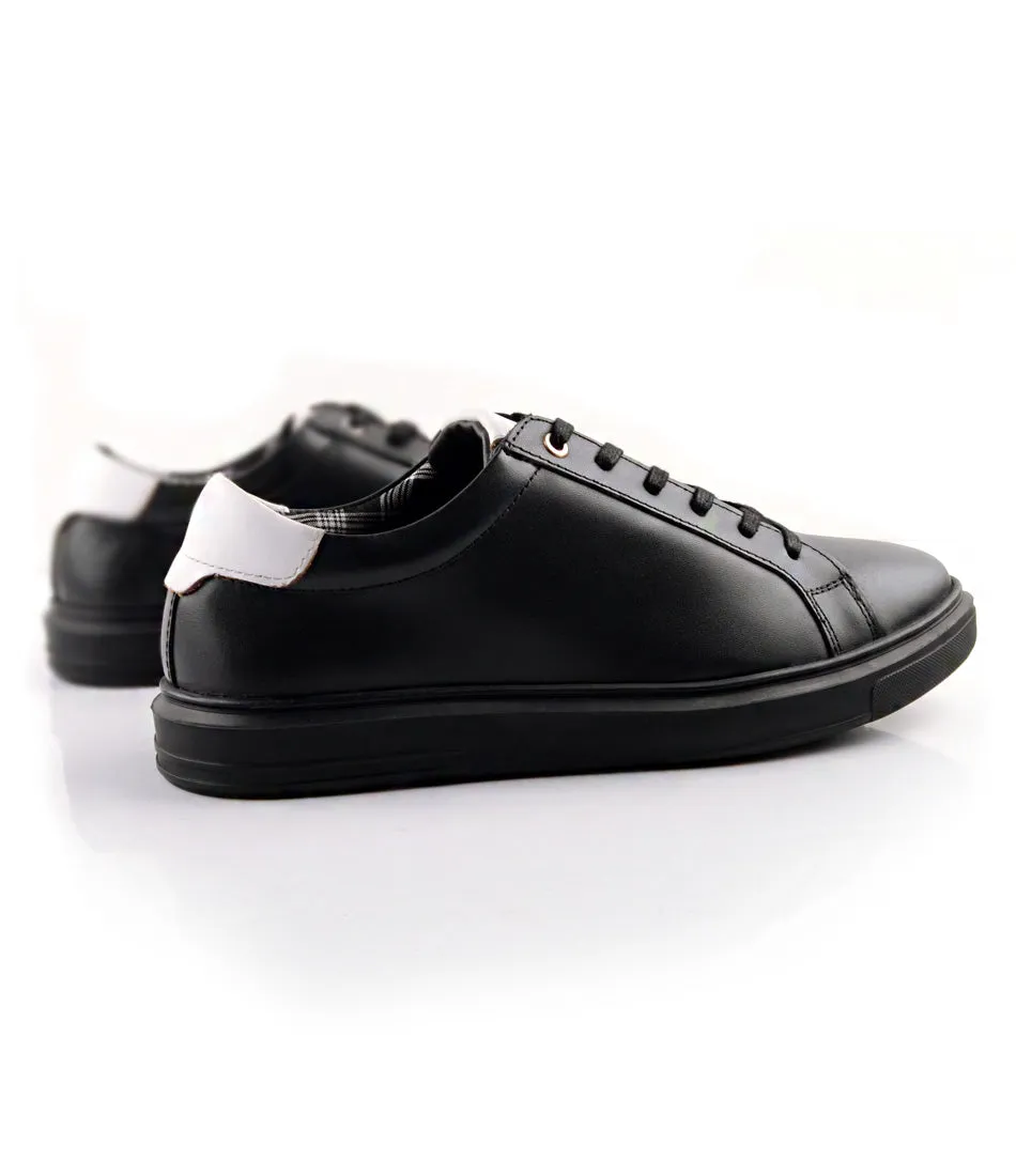 Black Leather Low-top Sneakers