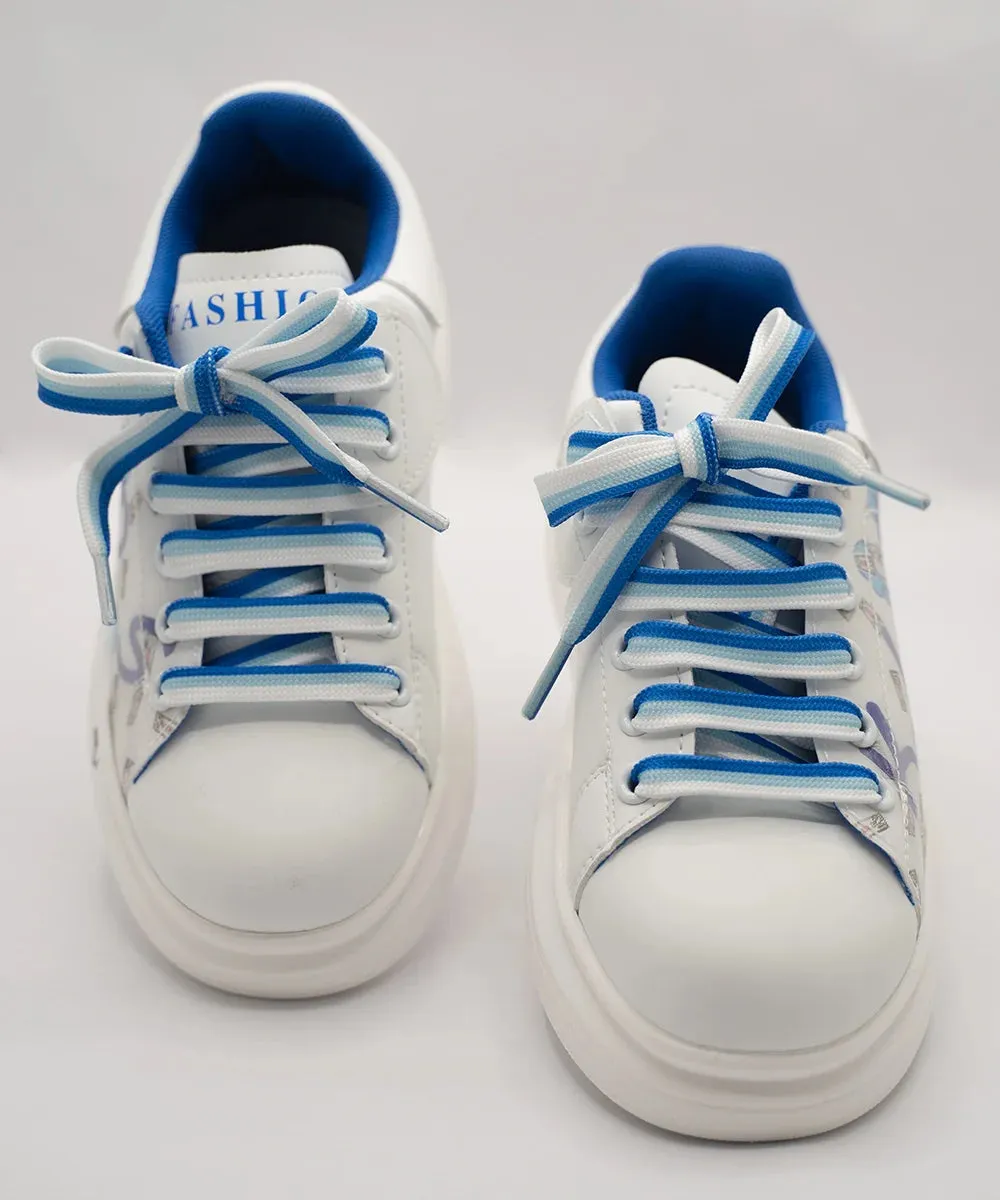 Blue and White Coloured Printed Baby Shoes